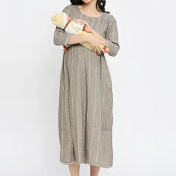 DUMMY SHAPE Self Design A-Line Midi Maternity Dress image 5