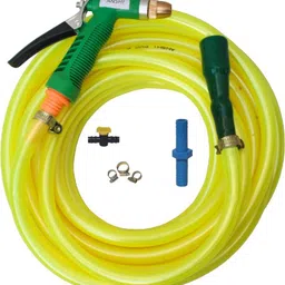 anshi Metallic Yellow colour 5 meter 1 mode spray ( Color may Vary) Hosepipe Hose Pipe-picture-17