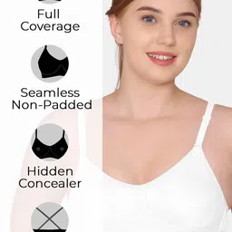 KOMLI Pack Of 3 Full Coverage Non Padded Cotton T-shirt Bras With All Day Comfort image 4