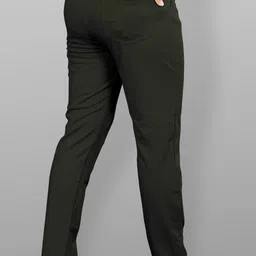 combraided Men Slim Fit Green Lycra Blend Trousers image 4