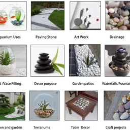 pikvy Aqurium Dyed Colorful Pebbles for Lawn,Garden,Plants,Home,Kitchen & Decoration Painted, Regular, Engraved Asymmetrical Marble, Rock Pebbles image 2