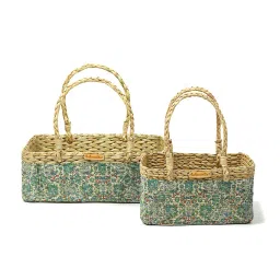 habereindia Multicolor Natural Fibre Set of 3 Baskets image 5