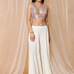 SALWAR STUDIO Embellished Readymade Saree Blouse image 5