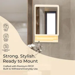 parasnath Strong and Heavy New Look Ivory Color Mirror Cabinet for Bathroom, Living Room Plastic Wall Shelf image 5