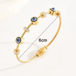 Designs & You Gold Plated Crystal Studded Evil Eye Bangle Style Bracelet image 3