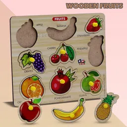 allure Wooden Fruits Puzzle Toy for Kids with knobs image 2