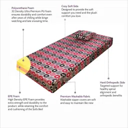 seventh heaven Relax 8 Inch PU Foam (72x30) 1 Seater Sofa Cum Mattress In Red Colour image 3