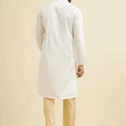 Manyavar Floral Embroidered Straight Thread Work Satin Kurta with Pyjamas image 4