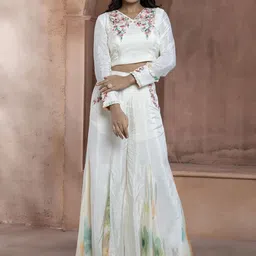 GloballyRonakRBafna Embroidered Top With Printed Palazzo Co-Ords-image-42