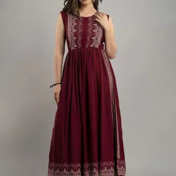 MERAAKI FASHION Ethnic Motifs Printed Yoke Design Sleeveless A-Line Kurta-picture-17