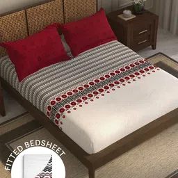 MYTRIDENT White Ethnic Motifs 144 TC Bedsheet with 2 Pillow Covers-picture-17