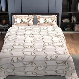 Synergized Cotton Peach & Green Printed Cotton Bedsheet With 2 Pillow Covers 2.74m x 2.74m-image-82