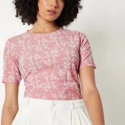 max Women Floral Printed Round Neck T-shirt-image-36