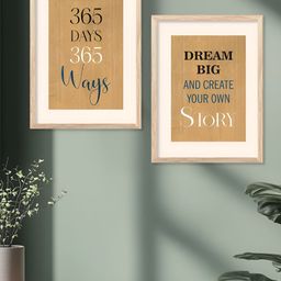 Kotart Brown & White 2 Pieces Typography Printed Wooden Wall Arts-picture-47