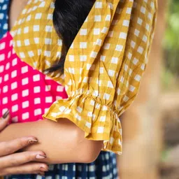 Satnam Handicrafts Women Checked Cotton Fit & Flare Midi Dress image 2