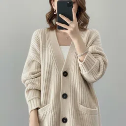 DressBerry Women Ribbed Long Sleeves Cardigan Sweater image 1