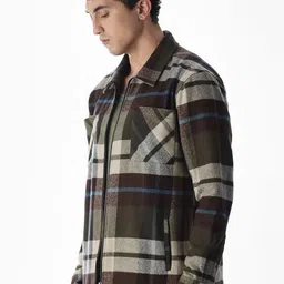 Jack & Jones Men Checked Spread Collar Oversized Pure Cotton Casual Shirt image 2