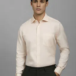 Louis Philippe Men Classic Slim Fit Spread Collar Textured Cotton Formal Shirt-picture-22