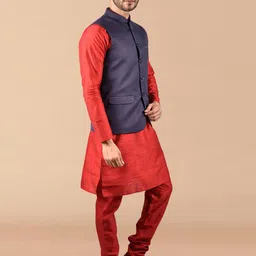 PRINTINDIA Men Regular Pure Silk Kurta with Trousers image 2