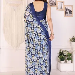 KALINI Floral Printed Saree With Blouse image 3