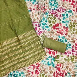 SHADOW & SAINING Floral Embroidered Sequinned Pure Cotton Unstitched Dress Material image 4