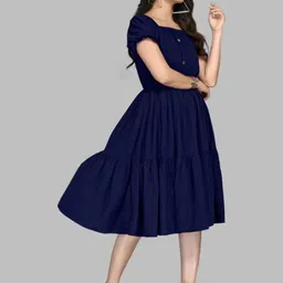 Maheshwar Puff Sleeve Fit & Flare Dress image 3