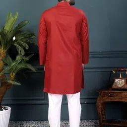 BH FAB Men Red Cotton Kurtas image 4
