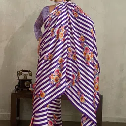 Anouk Rustic Women Striped Satin Leheriya Saree image 3