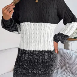 StyleCast x Revolte Self Design Winter Sheath Dress-image-3