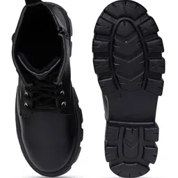 TRYME Women Solid Lace-Ups Block Heel Casual Regular Boots image 3