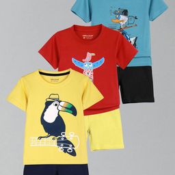 HELLCAT Boys Pack Of 3 Printed Short Sleeves T-shirt With Shorts-picture-40