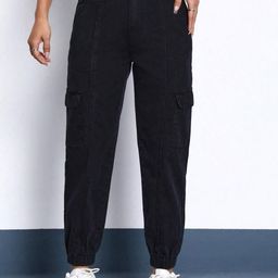 Kotty Women Black Cotton Straight Fit High-Rise Stretchable Jeans-picture-23