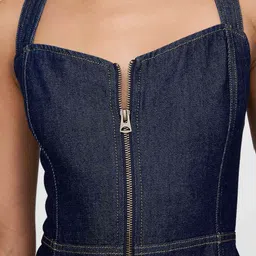 GAP Denim A-Line High-Slit Maxi Dress image 3