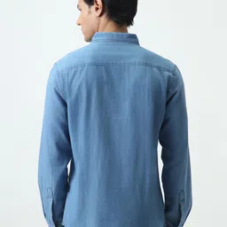 Urbano Fashion Men's Light Blue Regular Fit Full Sleeve Solid Denim Shirt image 5
