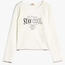 Koton Girls Typography Printed V-Neck T-shirt-picture-20
