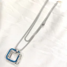 Lovemi Movements Stainless Steel Silver-Plated Square Pendants With Chains-picture-12