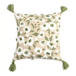 Ode & Cleo Green & White Embroidered Square Cushion Covers image 2