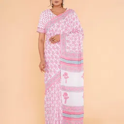 ShivanyaHandicrafts Floral Pure Cotton Block PrintedSaree-image-27