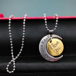 Saizen Unisex Stainless Steel Rhodium-Plated Circular Pendant With Chain image 2