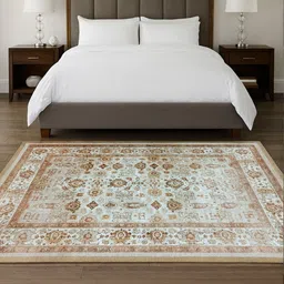 LUXEHOME INTERNATIONAL White Abstract Traditional Carpet-picture-20