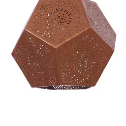 Two Moustaches Copper-Toned Textured Geometrical Shaped Metal Hanging Ceiling Lamp image 2