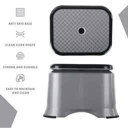 Kuber Industries Grey & Black 3 Pieces Anti-Slip Bathroom Stools image 5