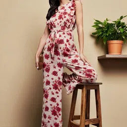 Miss Chase Floral Printed Jasmine Essence Flutter Sleeves Frilled Basic Jumpsuit-image-20