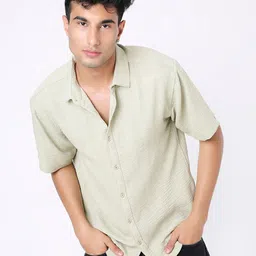 Blnk Men Oversized Fit Solid Spread Collar Casual Shirt-image-47