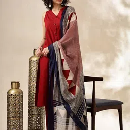 Anouk Women Regular Pure Cotton Kurta And Trousers With Dupatta image 3