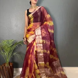 all about you Tie and Dye Zari Organza Saree image 2
