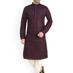 ARRUGA Men Embroidered Regular Sequinned Kurta with Pyjamas-picture-40