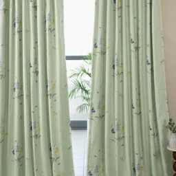 Tranquebar Home Green 2 Pieces Floral Printed Fade Resistant Black Out Window Curtains-picture-14