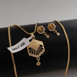 OM KRISHIV COLLECTION Gold-Plated Floral Pendants with Chains-picture-43