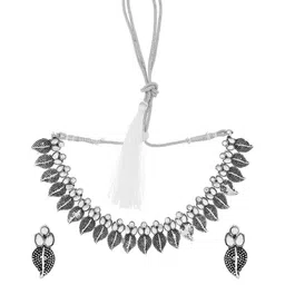 Sangria Silver-Plated Stainless Steel American Diamond Jewellery Set image 2